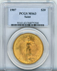 1907 ST G$20 PCGS MS63