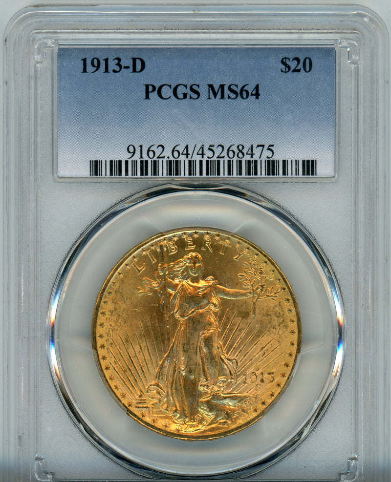 1913-D G$20 PCGS MS64