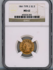 1861 T2 G$2.5 NGC MS62