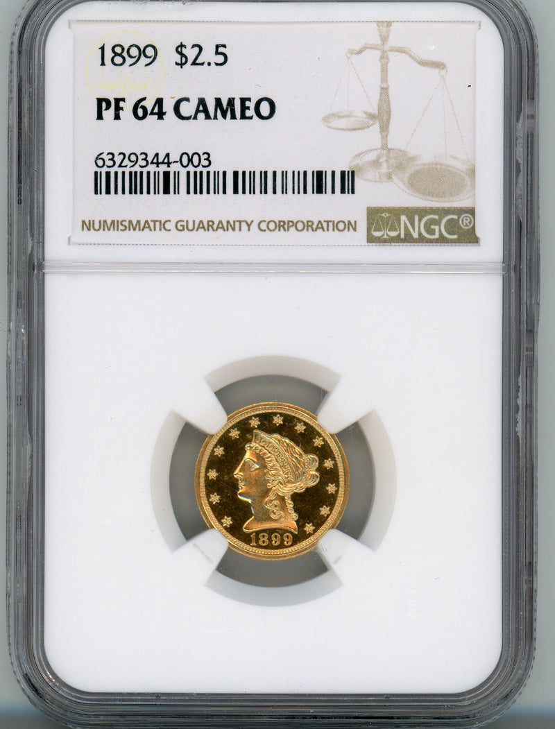 1899 G$2.5 PF 64 CAMEO