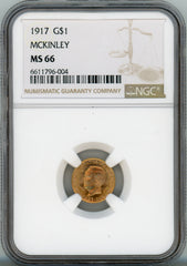 1917 G$1 MCKINLEY NGC MS66