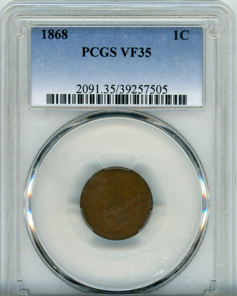 1868 1C PCGS VF35