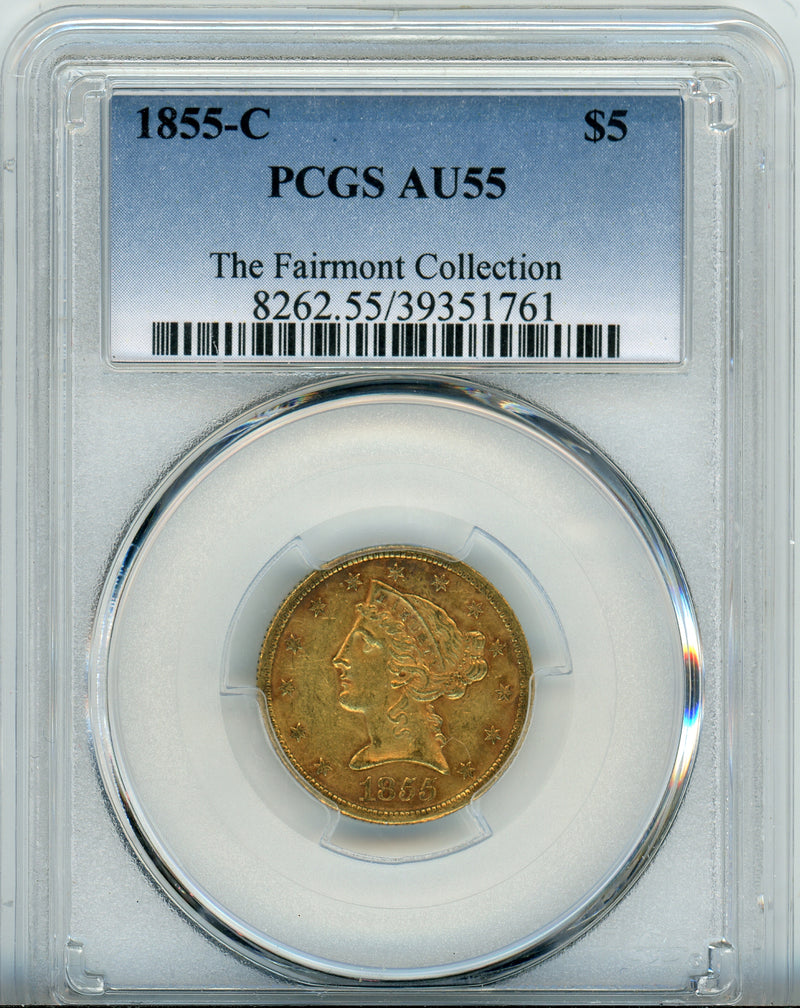 1855-C G$5 PCGS AU55