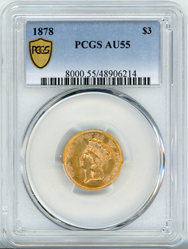 1878 G$3 PCGS AU55