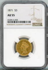 1871 G$3 NGC AU55