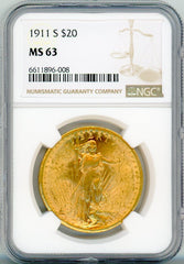 1911-S G$20 NGC MS63