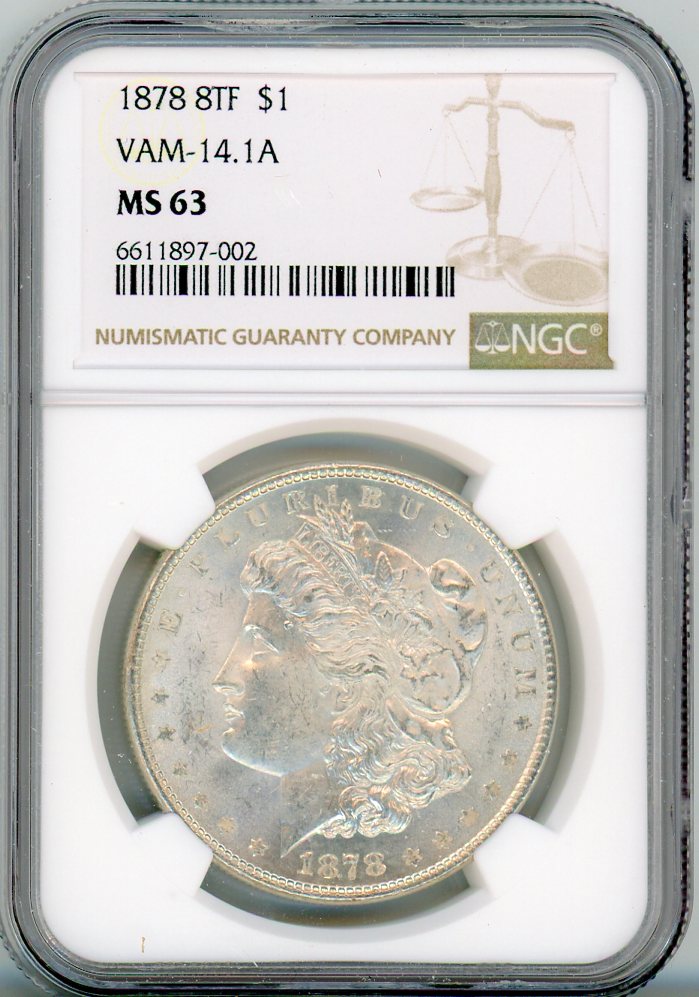 1878 8TF S$1 NGC MS63