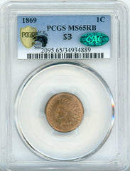 1869 1C PCGS MS65RB CAC