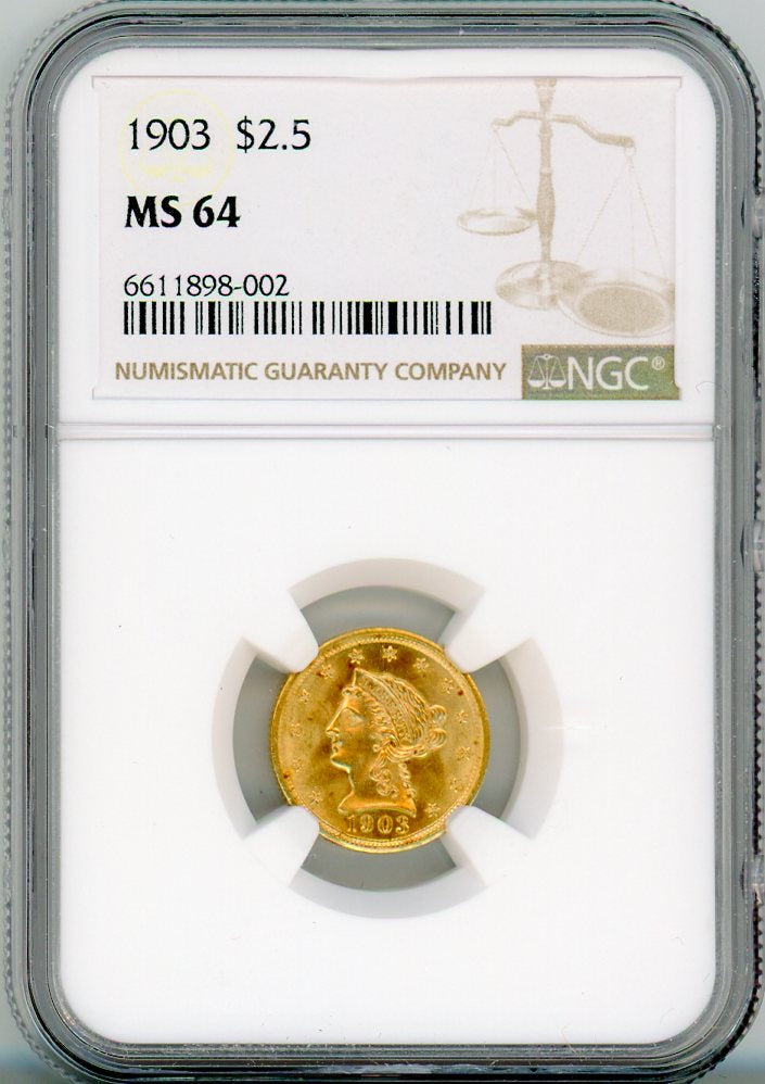 1903 G$2.5 NGC MS64