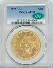 1875-CC G$20 PCGS AU55 CAC