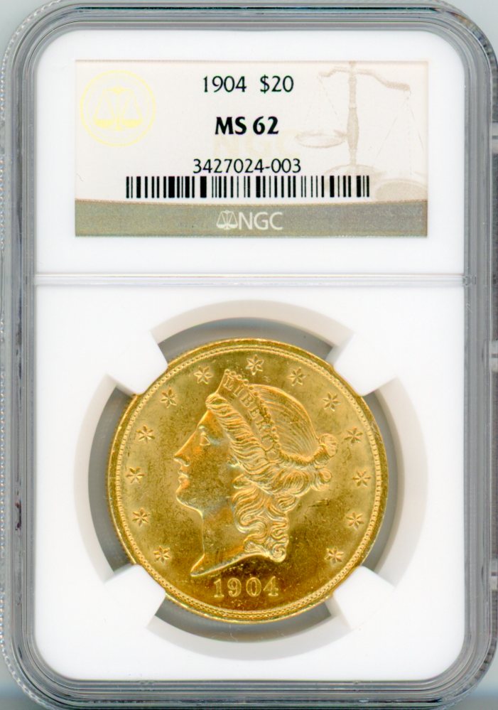 1904 $20 NGC MS62