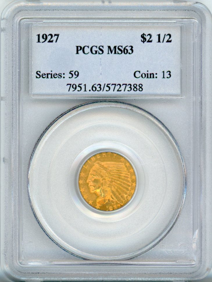 1927 G$2.5 PCGS MS63