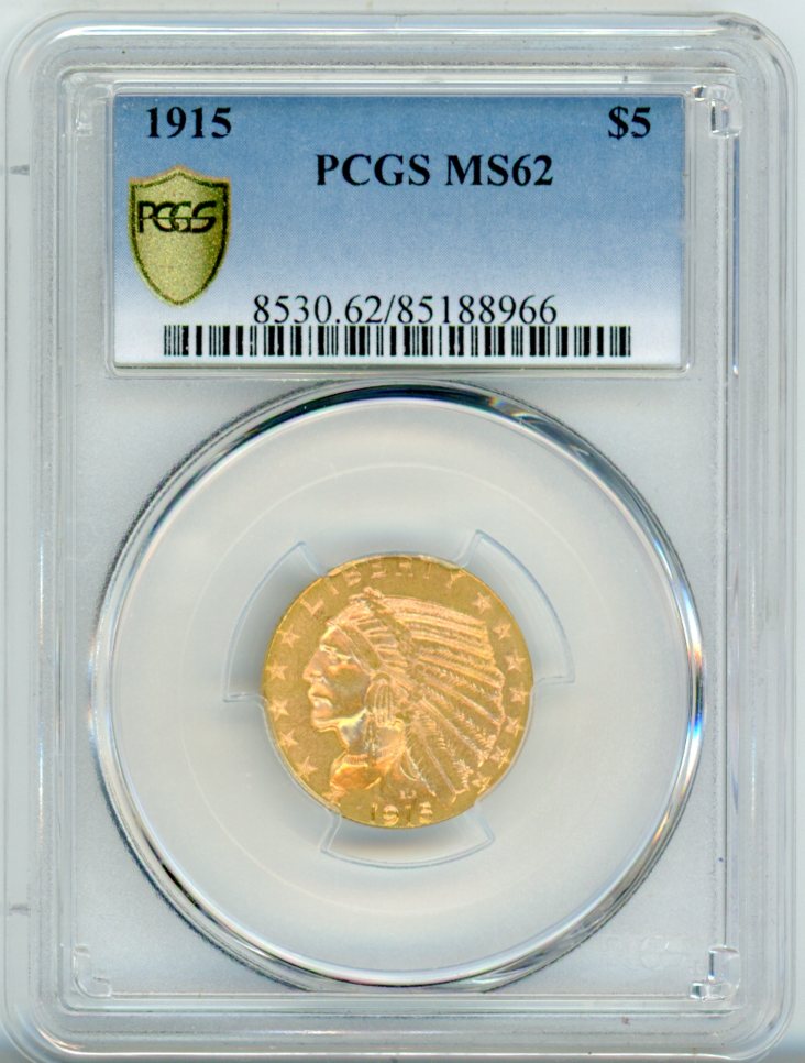 1915 G$5 PCGS MS62