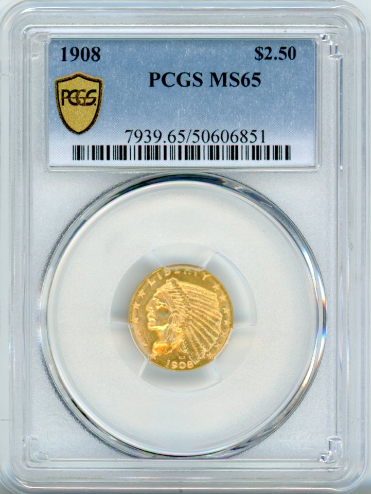 1908 G$2.5 PCGS MS65