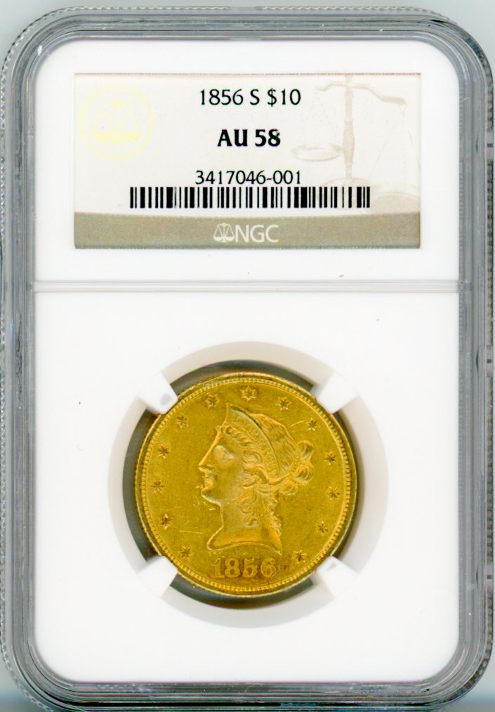 1856-S G$10 NGC AU58