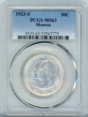 1923-S MONROE 50C PCGS MS63