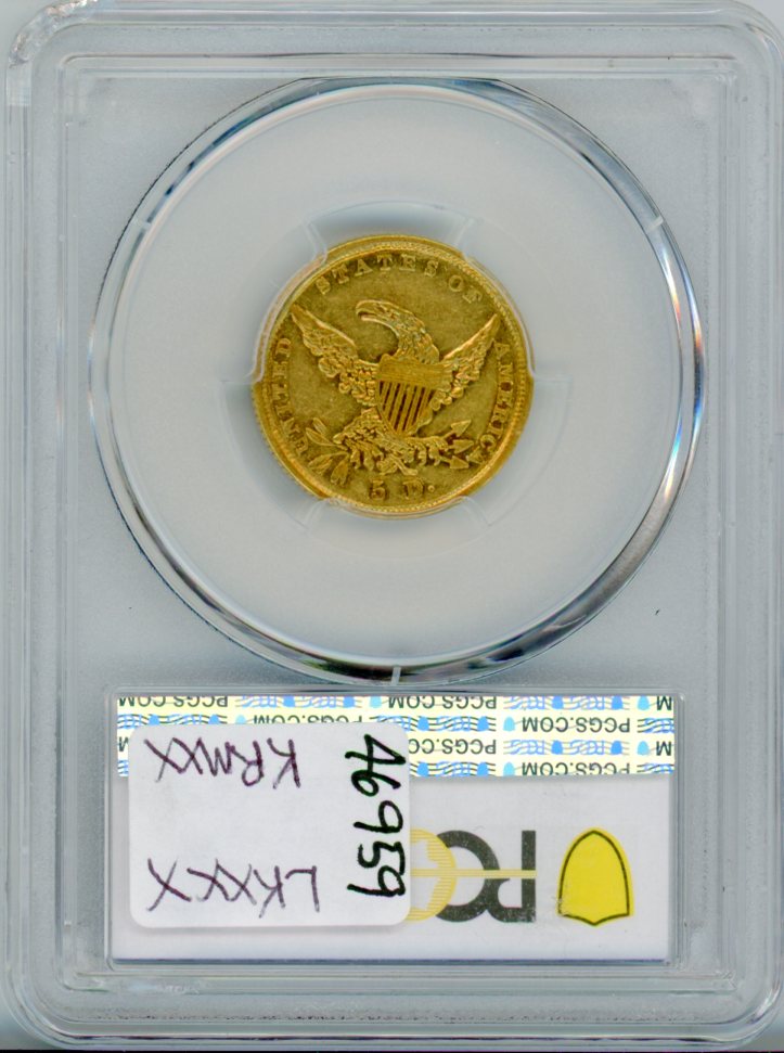 1838-D G$5 PCGS AU50