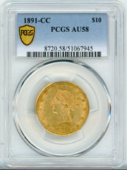 1891-CC G$10 PCGS AU58