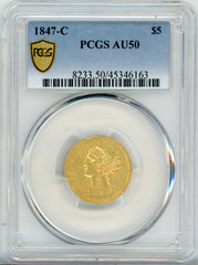 1847-C G$5 PCGS AU50