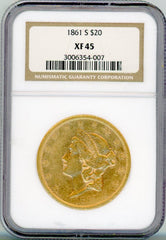 1861-S G$20 PCGS XF45