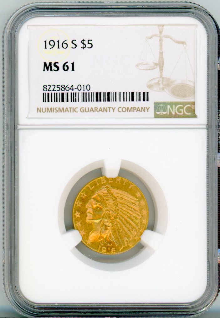 1916-S G$5 NGC MS61