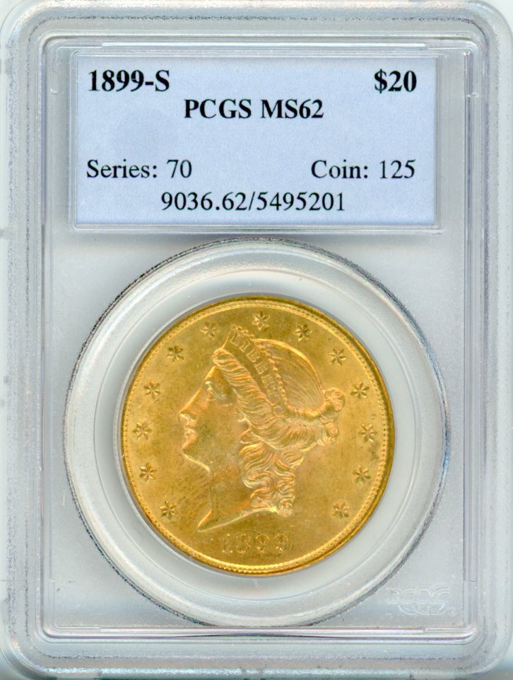 1899-S G$20 PCGS MS62