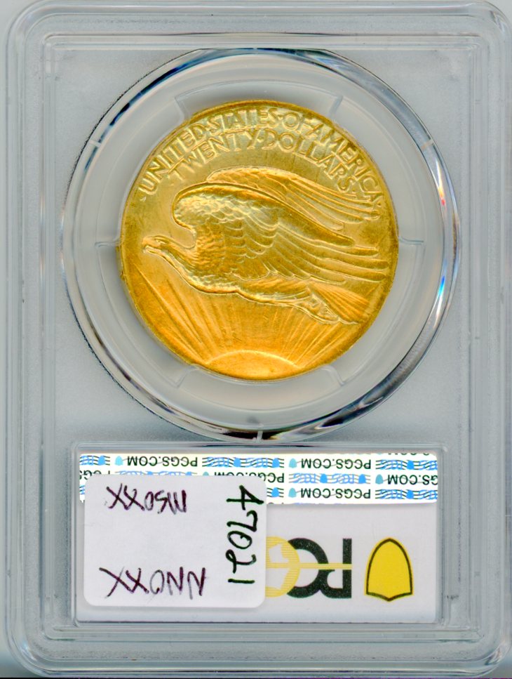 1907 G$20 PCGS MS64 HIGH RELIEF, WIRE EDGE CAC