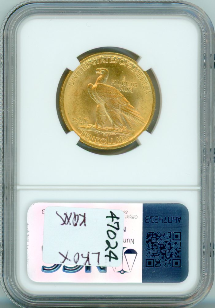 1907 INDIAN G$10 NGC MS62