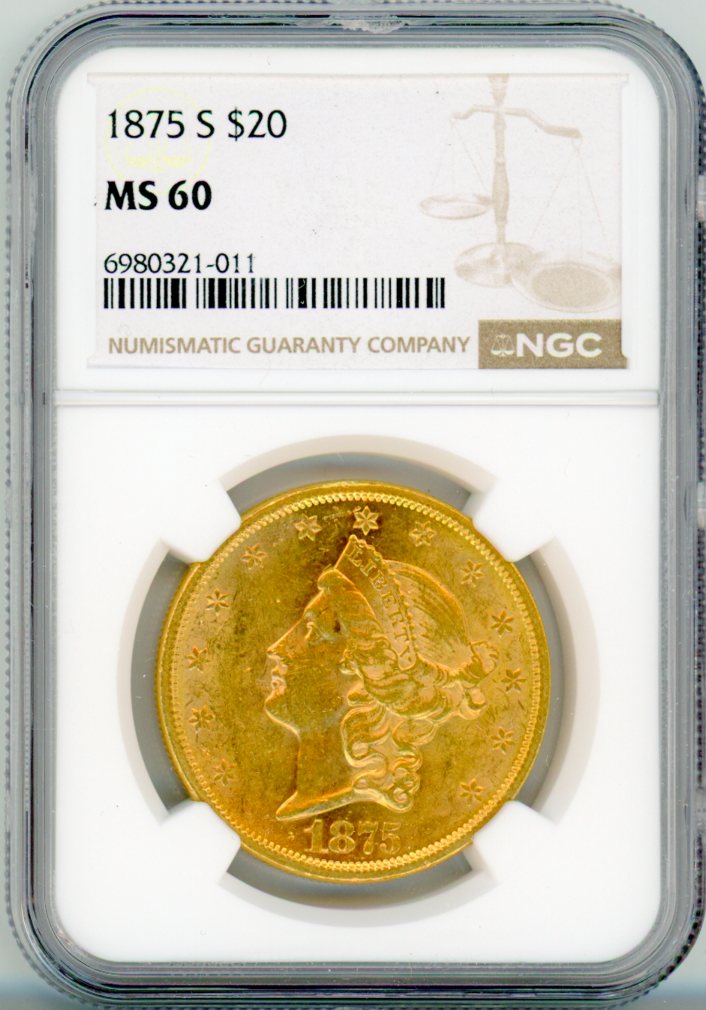 1875-S G$20 NGC MS60