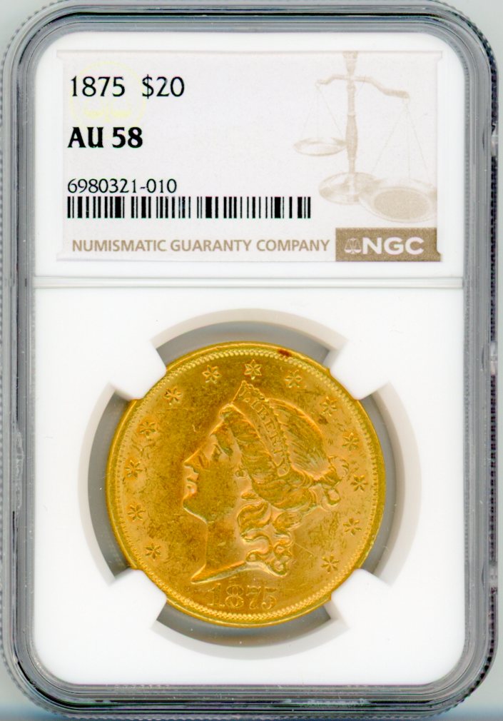 1875 G$20 NGC AU58