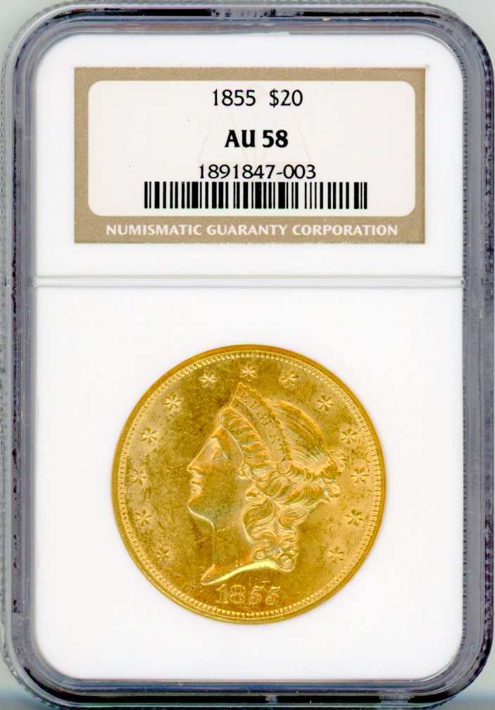 1855 G$20 PCGS AU58