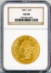1855 G$20 PCGS AU58