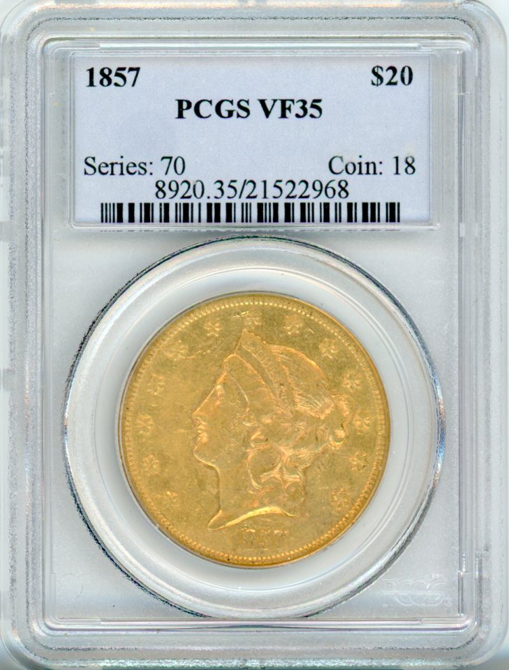 1857 G$20 PCGS VF35