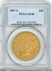 1857-S G$20 PCGS XF40