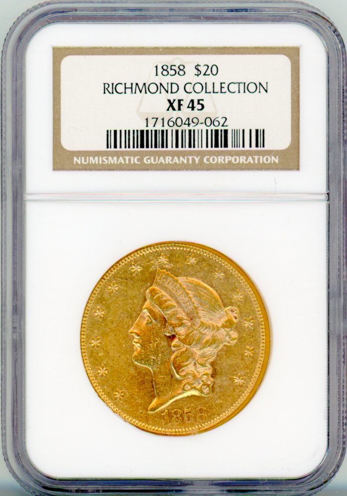 1858 G$20 NGC XF45