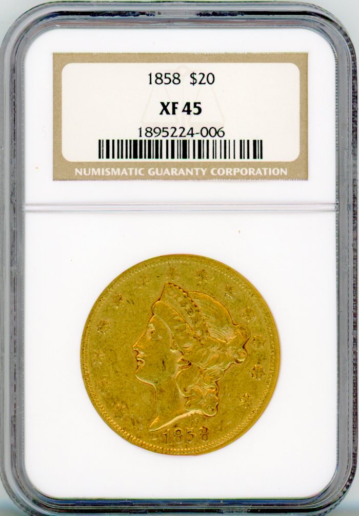 1858 G$20 NGC XF45