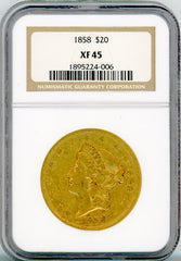 1858 G$20 NGC XF45