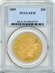 1859 G$20 PCGS XF45