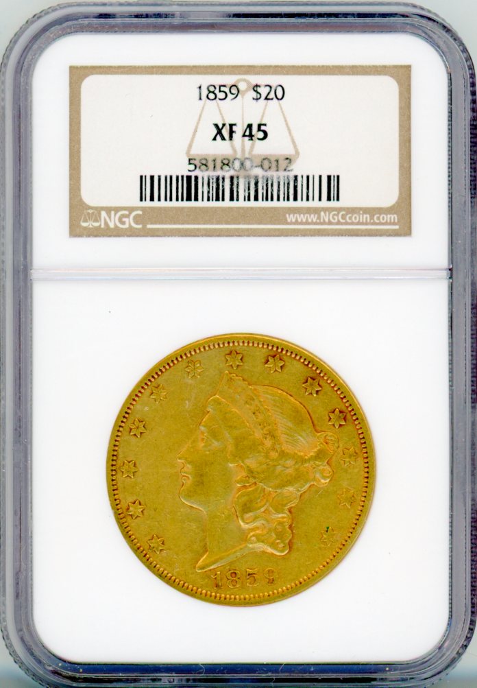 1859 G$20 NGC XF45