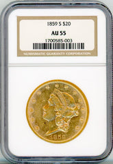 1859-S G$20 NGC AU55