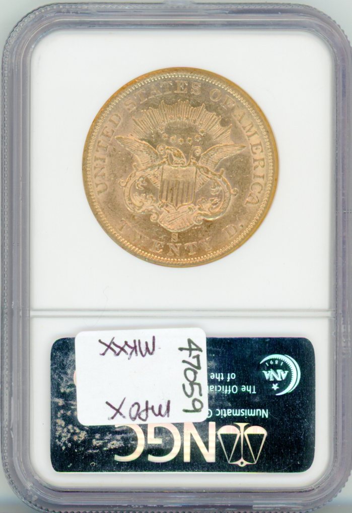 1859-S G$20 NGC AU55