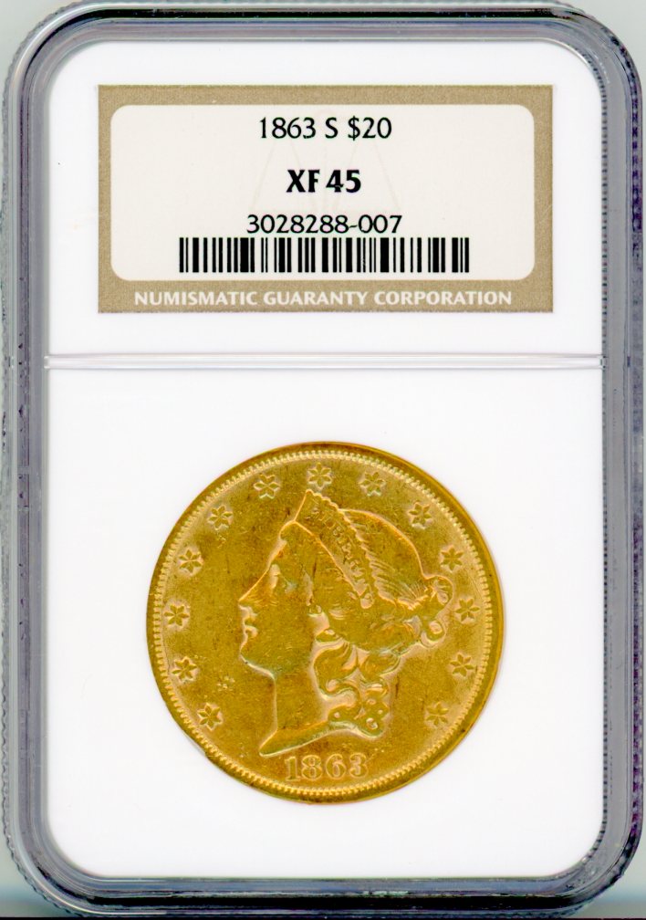 1863-S G$20 NGC XF45