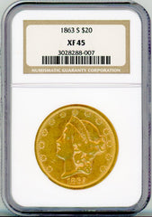 1863-S G$20 NGC XF45