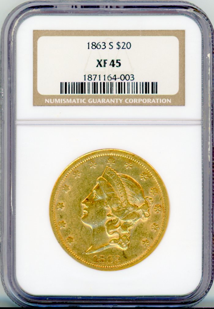 1863-S G$20 NGC XF45