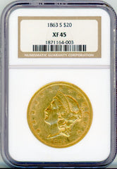 1863-S G$20 NGC XF45