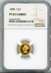 1888 G$1 NGC PF65 CAMEO
