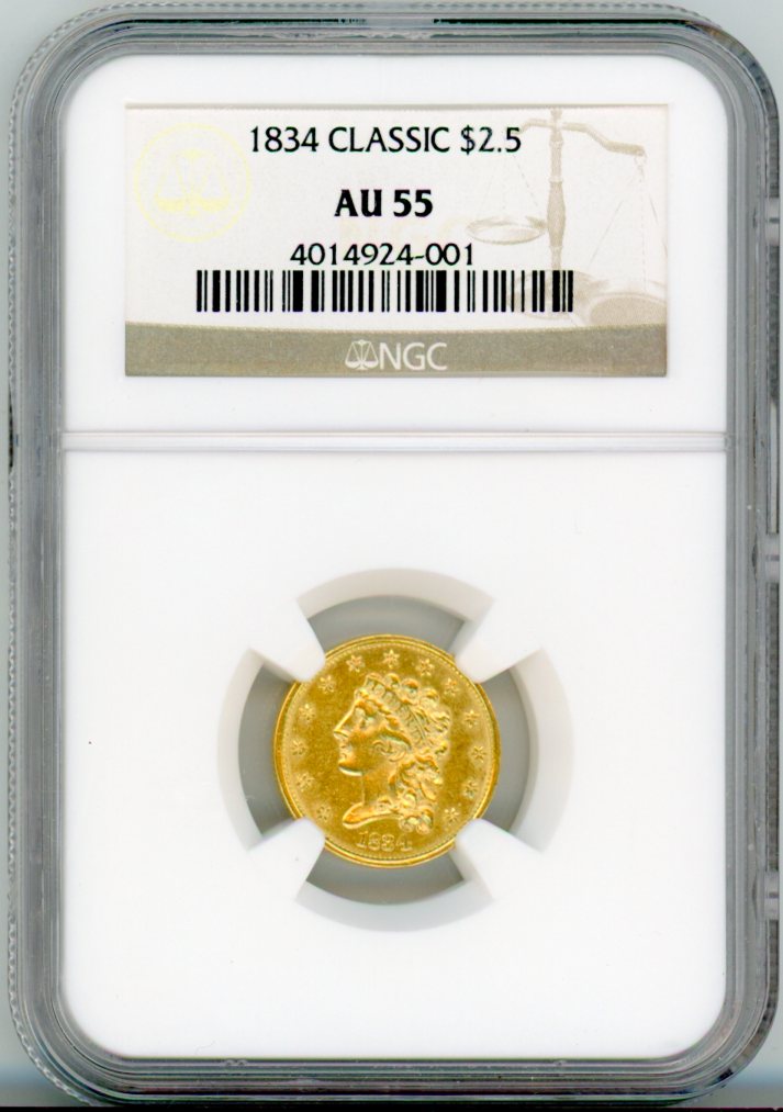 1834 CLASSIC G$2.5 NGC AU55