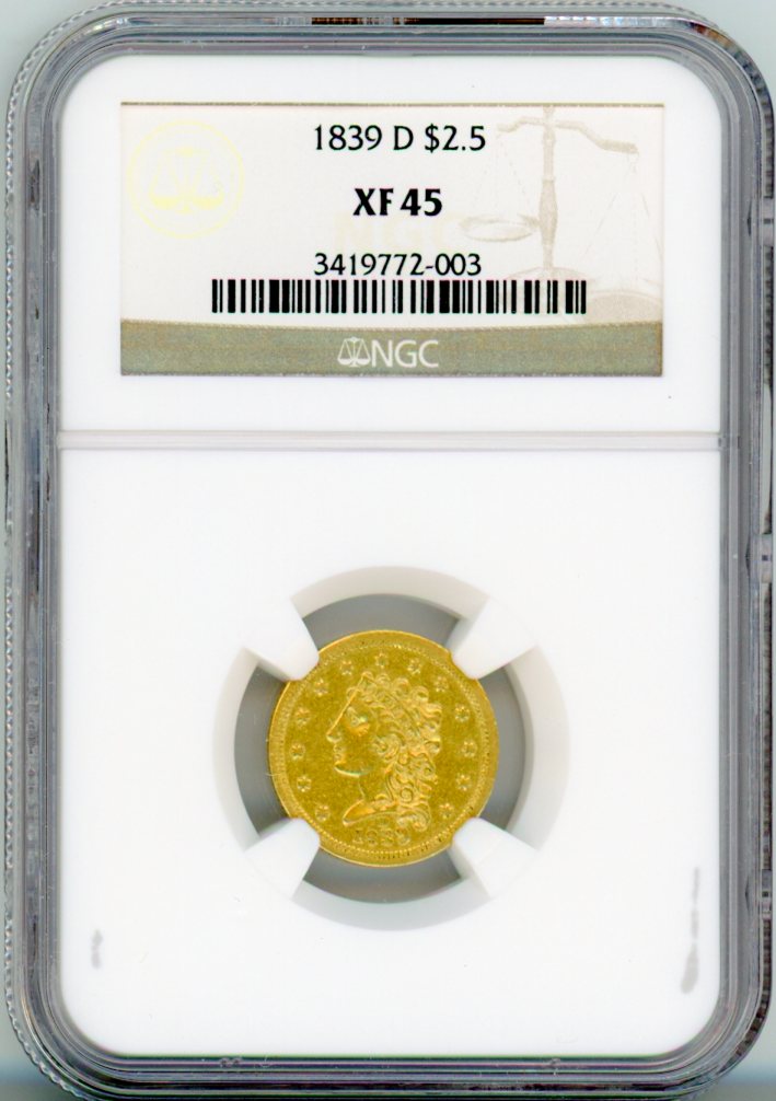1839-D G$2.5 NGC XF45