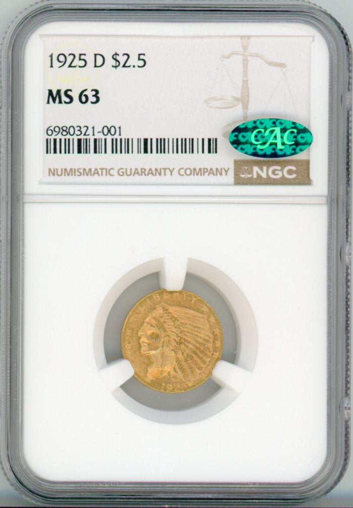 1925-D G$2.5 NGC MS63 CAC