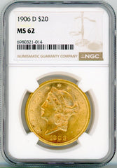 1906-D G$20 NGC MS62